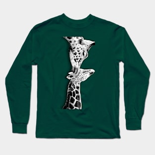 Giraffes's love in black and white Long Sleeve T-Shirt